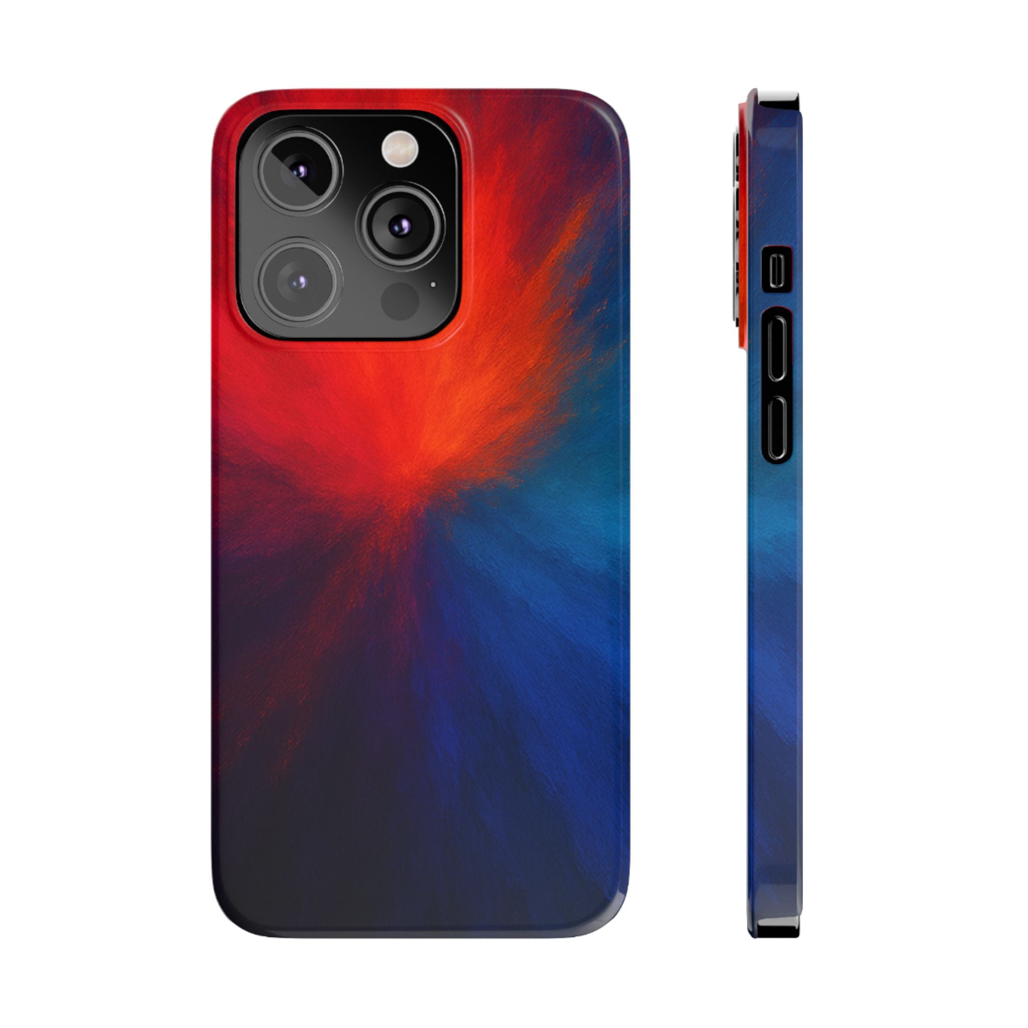 Slim Phone Case — Vivid Red & Blue Nebula Abstract Phone Cover