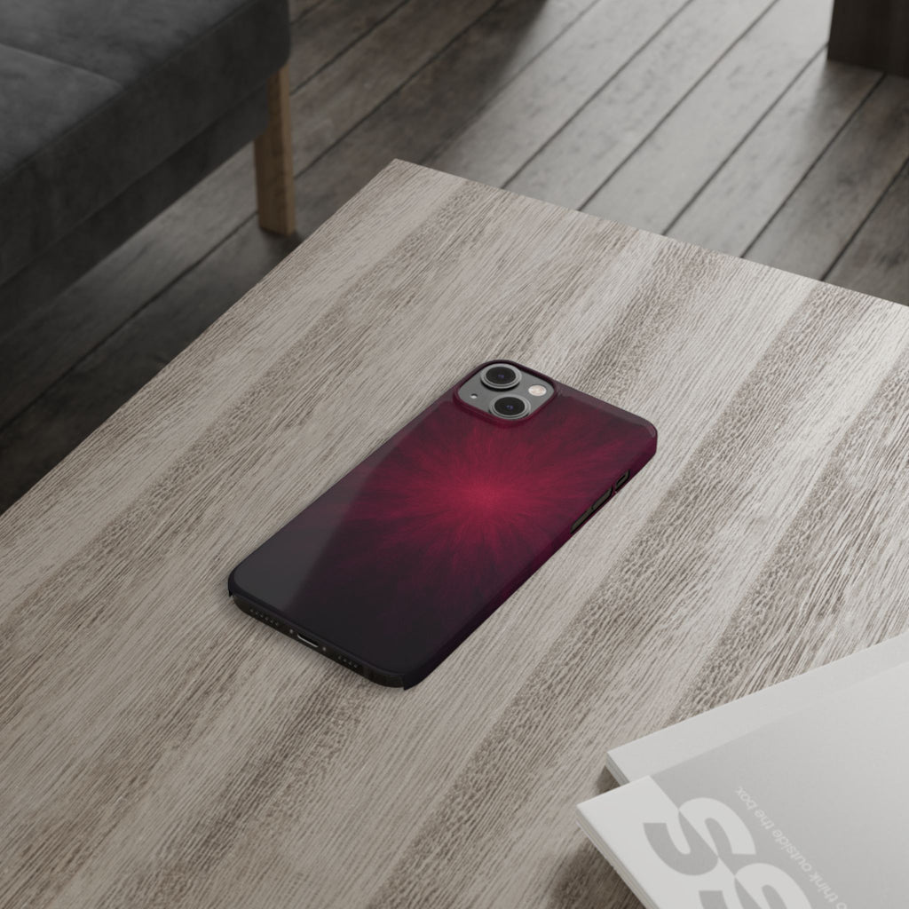 Burgundy Nebula Slim Phone Case — Deep Red Galaxy Design