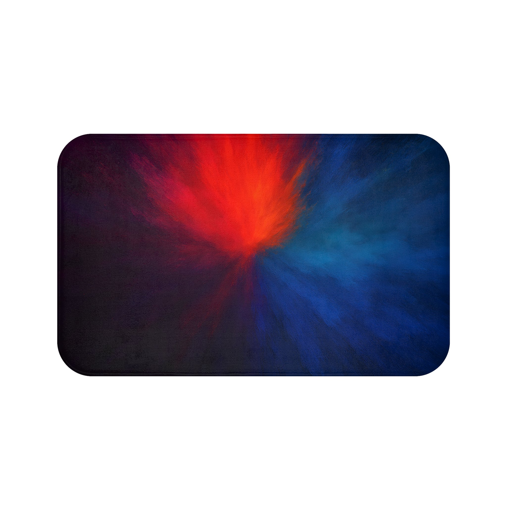 Abstract Red & Blue Burst Bath Mat — Soft Anti-Slip Bathroom Rug