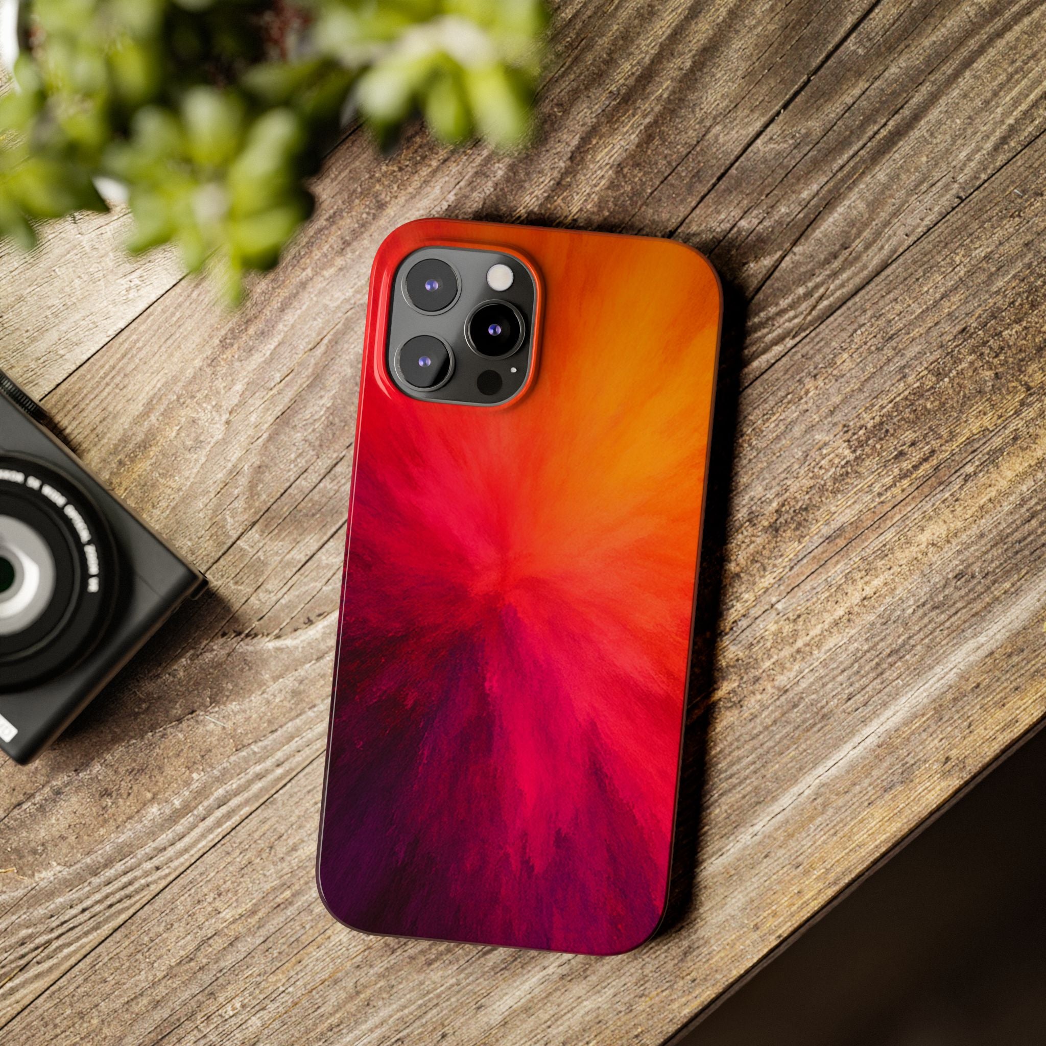 Slim Phone Case — Vibrant Sunset Abstract Red Orange Swirl