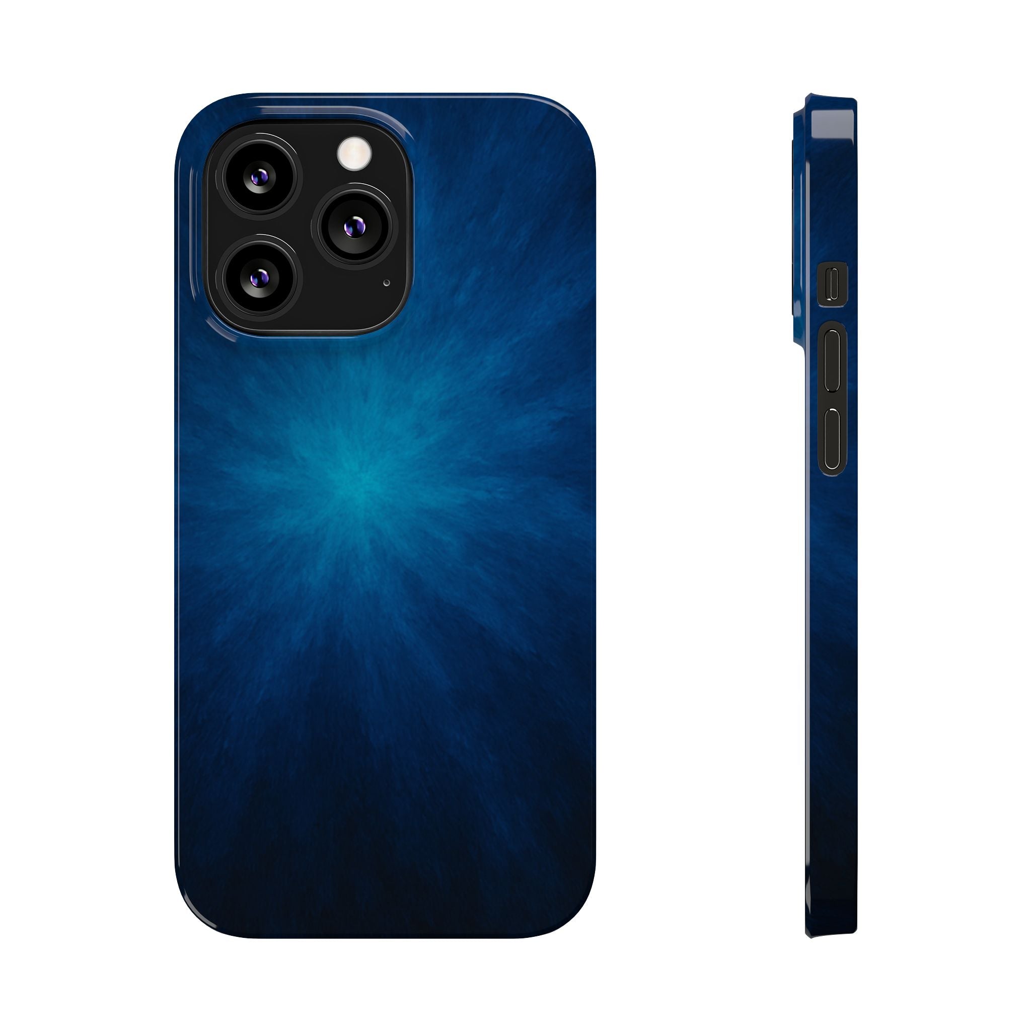 Blue Nebula Slim Phone Case — Abstract Starburst Galaxy Design
