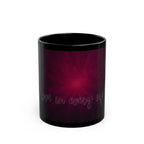 Black Ceramic Mug — Deep Maroon Starburst Design (11oz & 15oz)