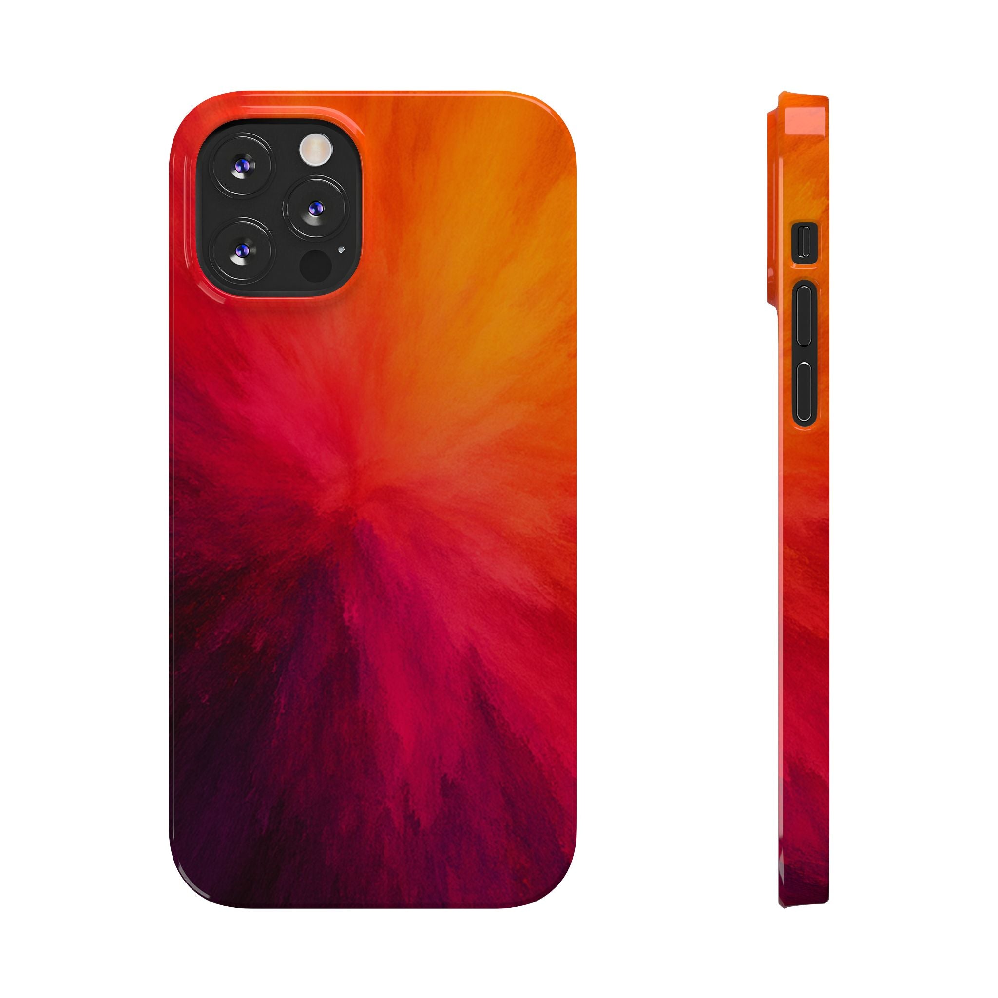 Slim Phone Case — Vibrant Sunset Abstract Red Orange Swirl