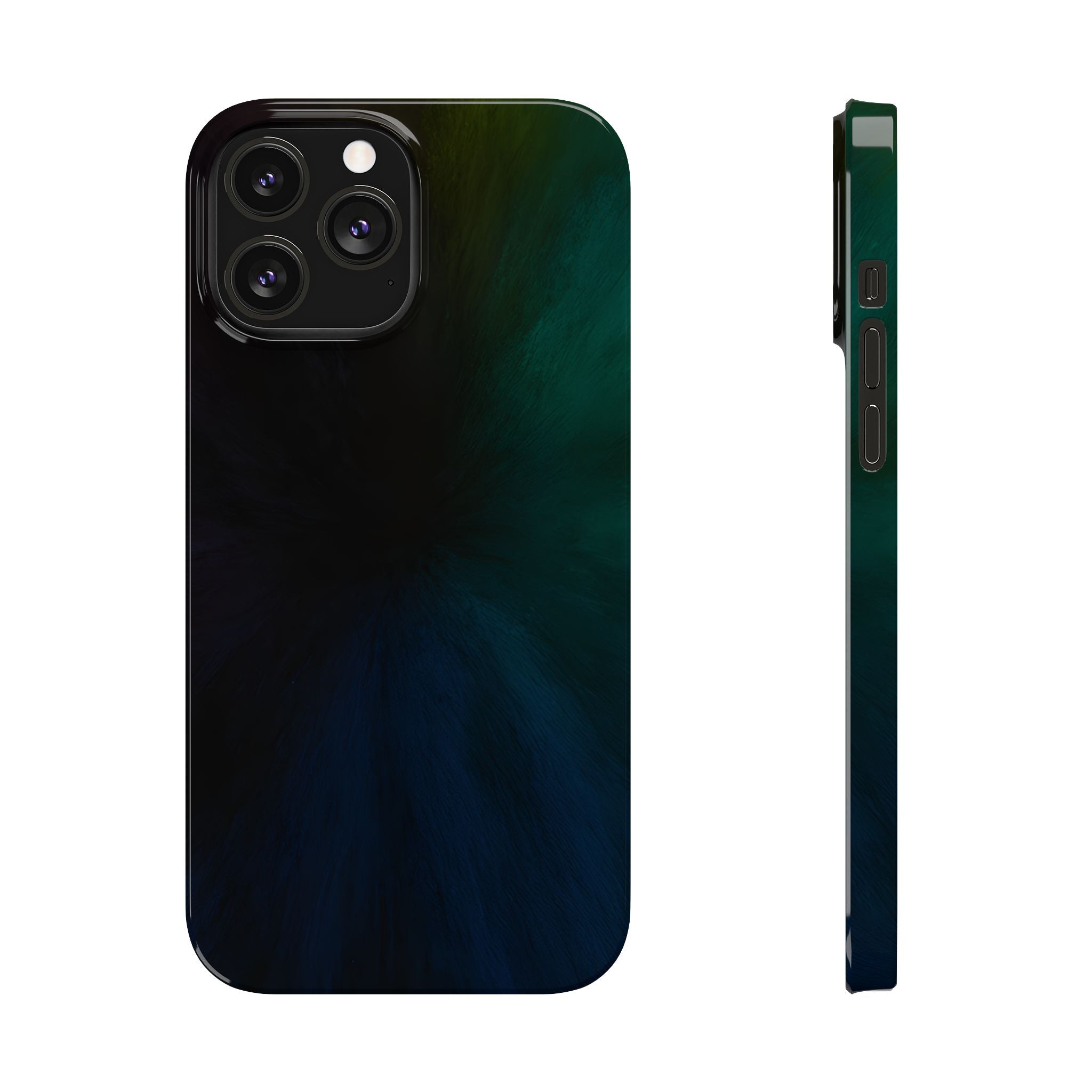Slim Phone Case — Deep Emerald & Navy Abstract Swirl