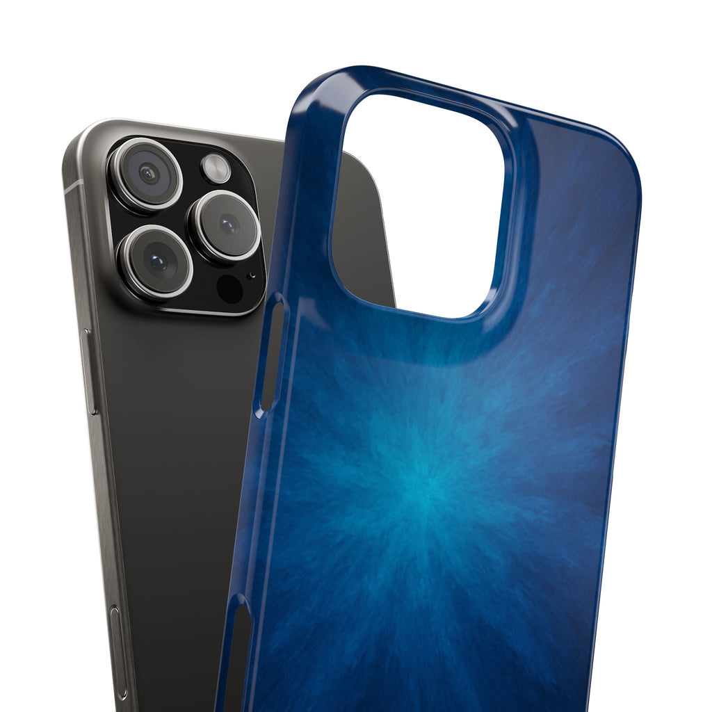 Blue Nebula Slim Phone Case — Abstract Starburst Galaxy Design