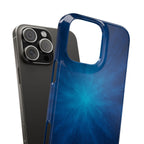 Blue Nebula Slim Phone Case — Abstract Starburst Galaxy Design