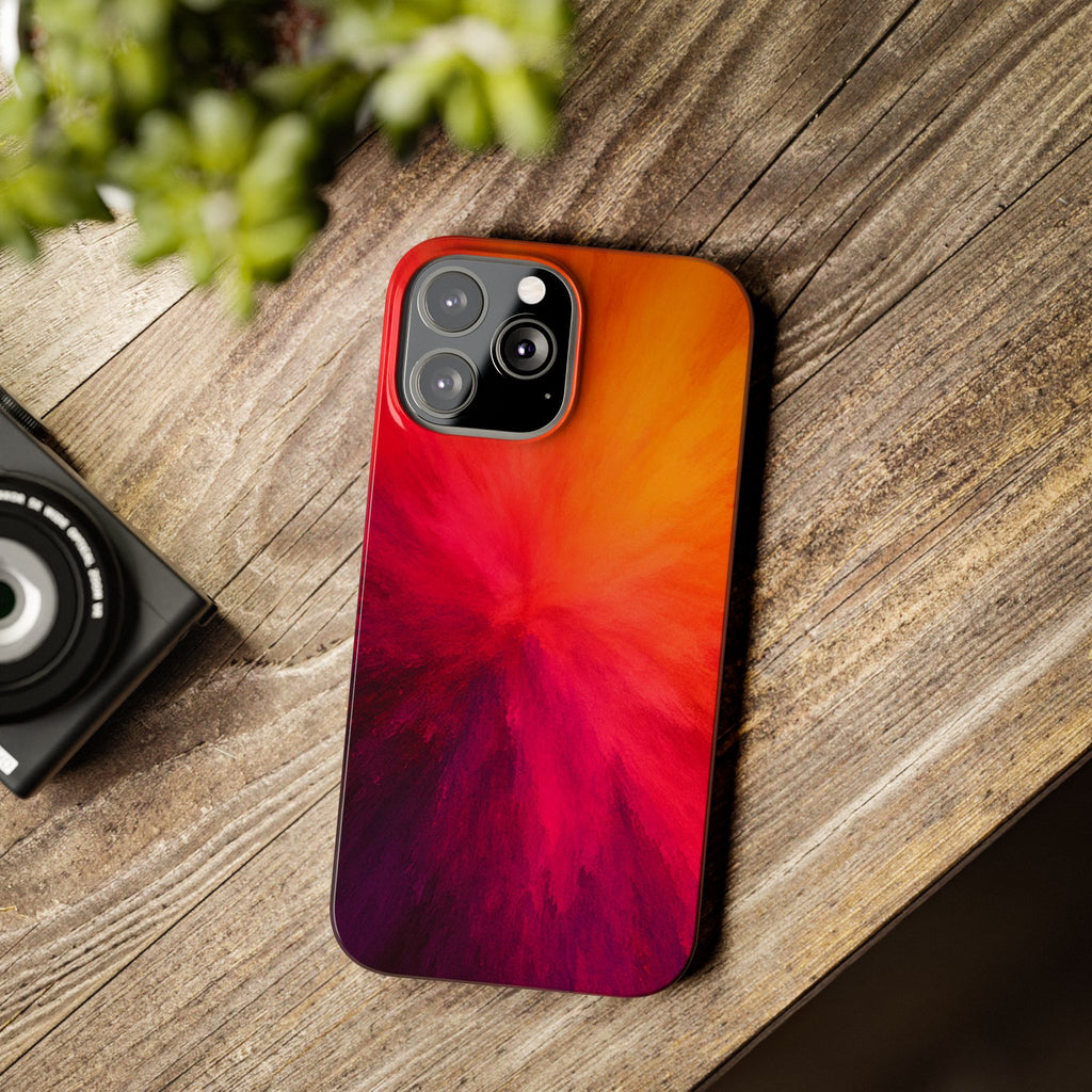 Slim Phone Case — Vibrant Sunset Abstract Red Orange Swirl