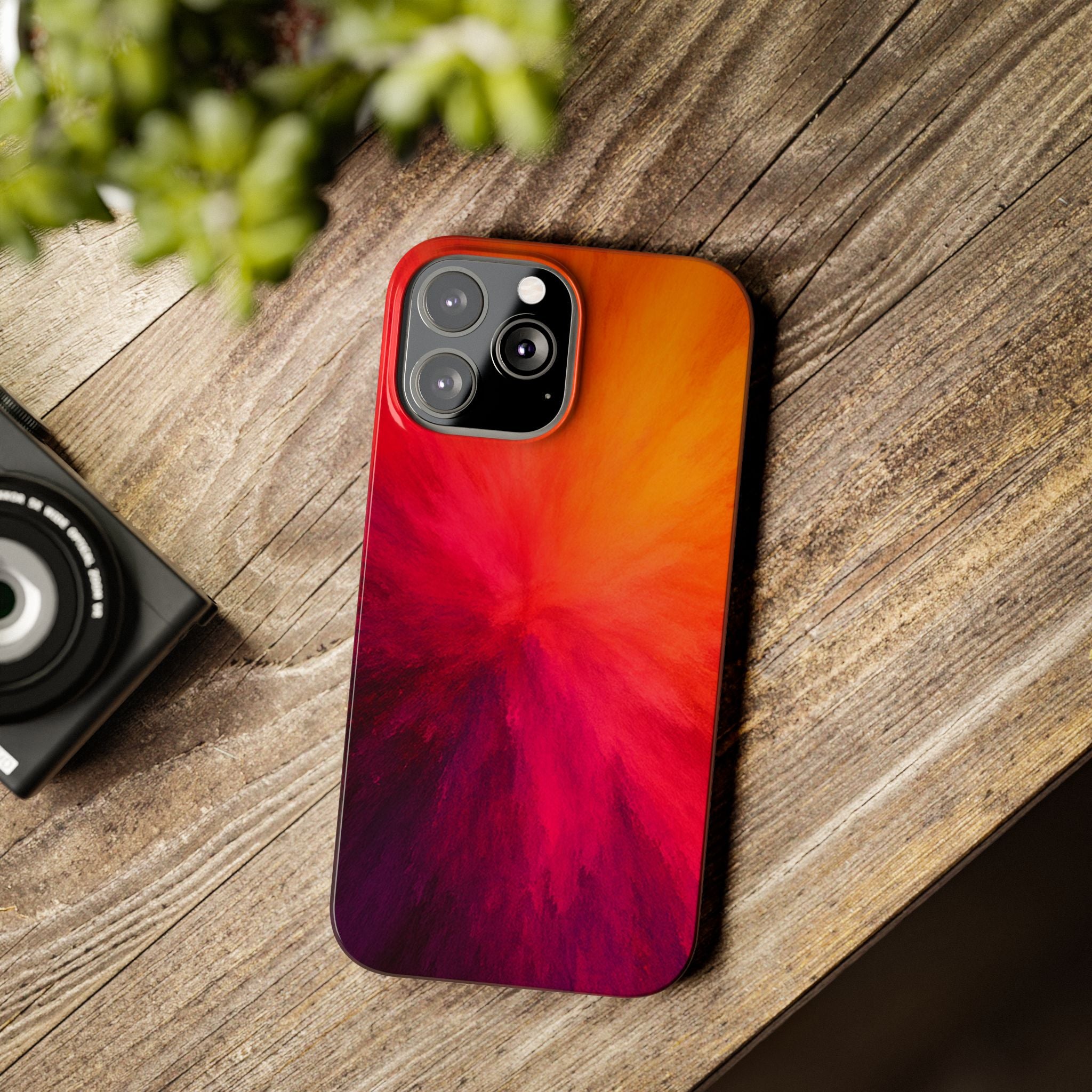 Slim Phone Case — Vibrant Sunset Abstract Red Orange Swirl