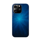 Blue Nebula Slim Phone Case — Abstract Starburst Galaxy Design