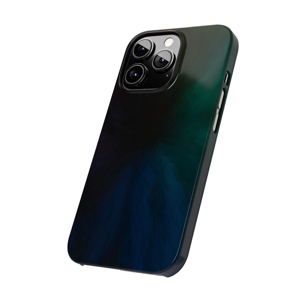 Slim Phone Case — Deep Emerald & Navy Abstract Swirl