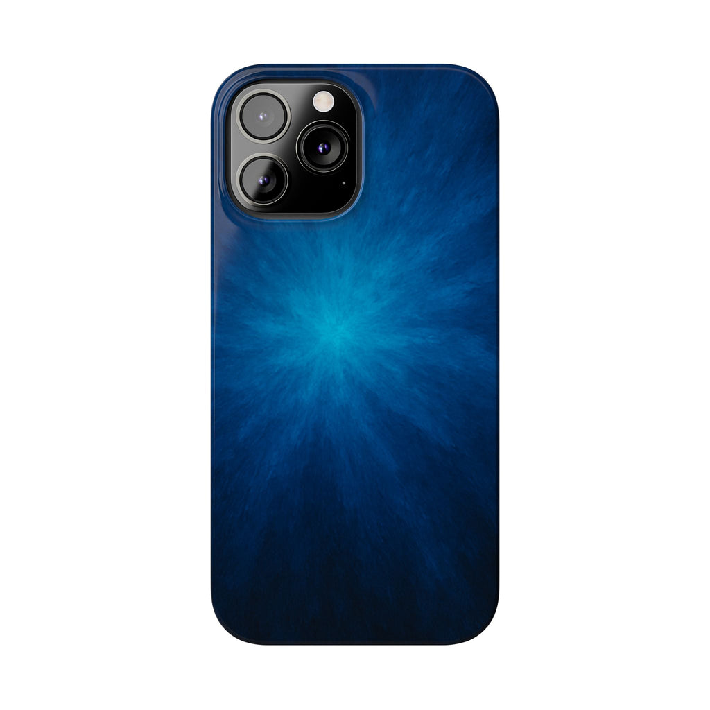 Blue Nebula Slim Phone Case — Abstract Starburst Galaxy Design