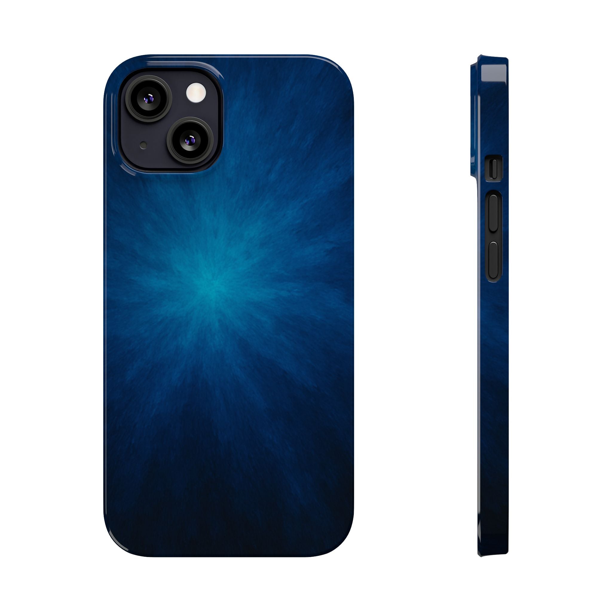 Blue Nebula Slim Phone Case — Abstract Starburst Galaxy Design