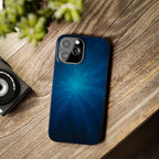 Blue Nebula Slim Phone Case — Abstract Starburst Galaxy Design