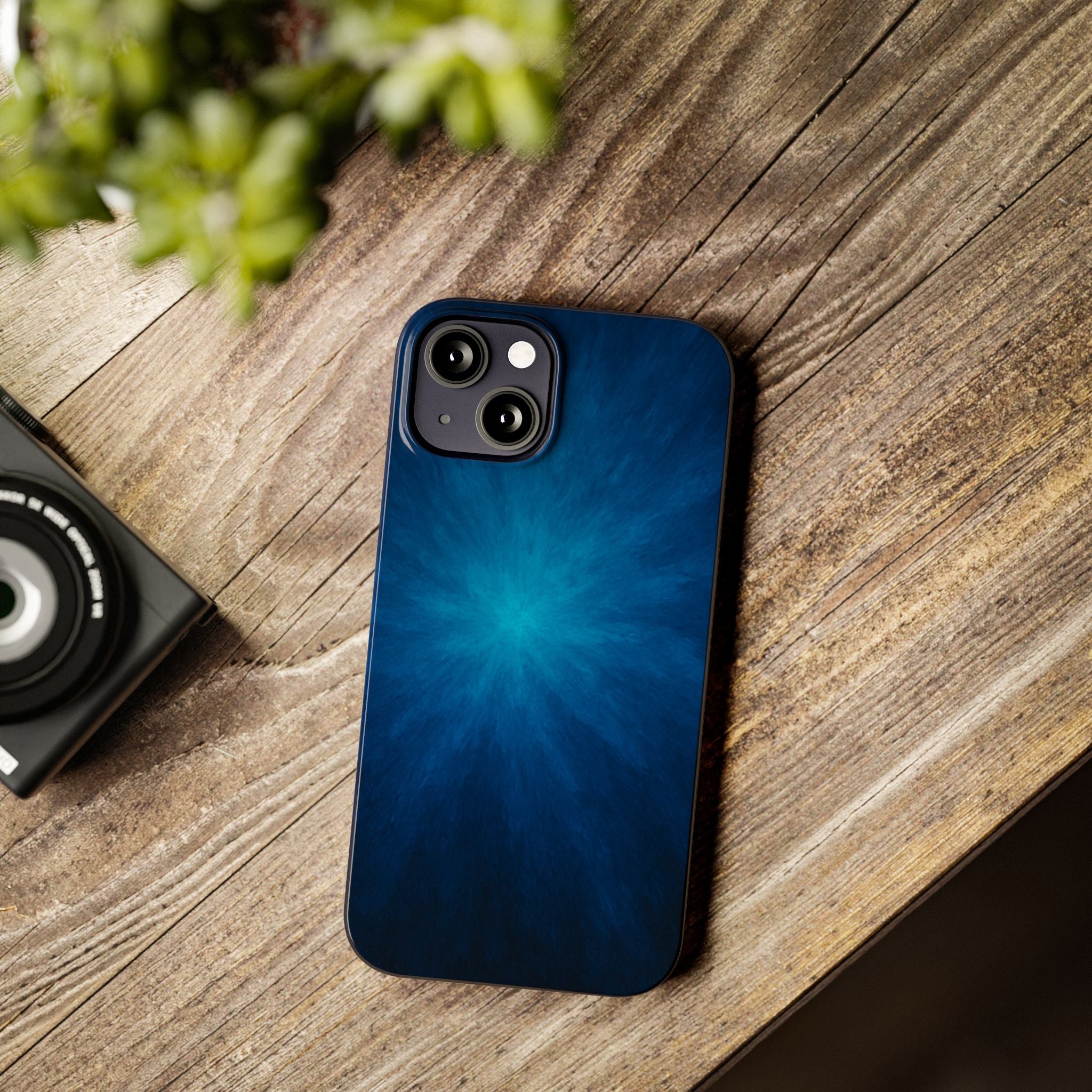 Blue Nebula Slim Phone Case — Abstract Starburst Galaxy Design