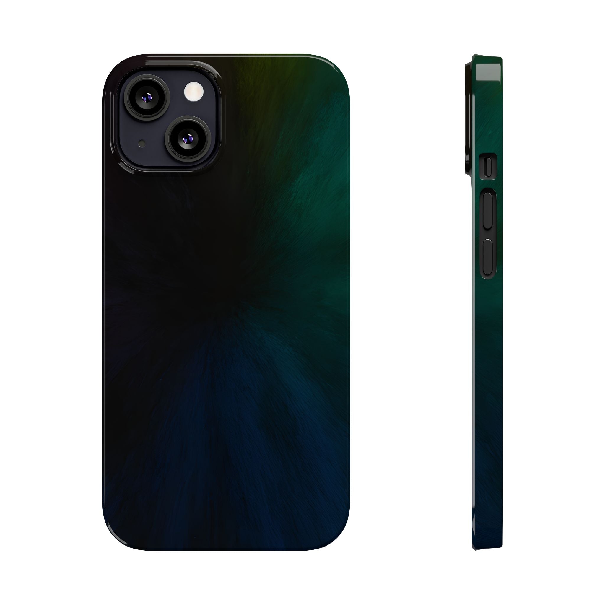 Slim Phone Case — Deep Emerald & Navy Abstract Swirl