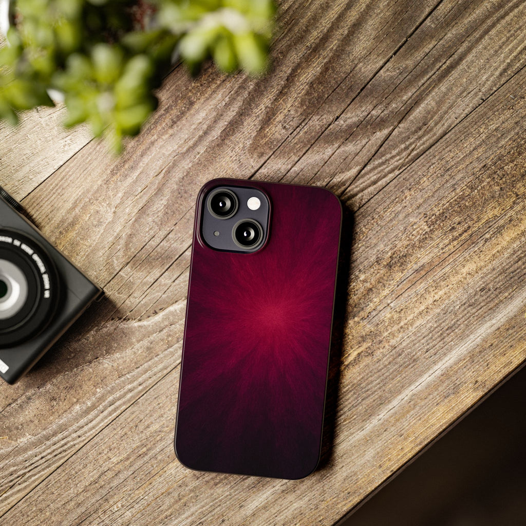 Burgundy Nebula Slim Phone Case — Deep Red Galaxy Design