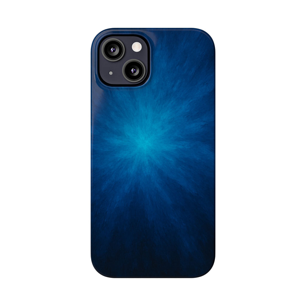 Blue Nebula Slim Phone Case — Abstract Starburst Galaxy Design