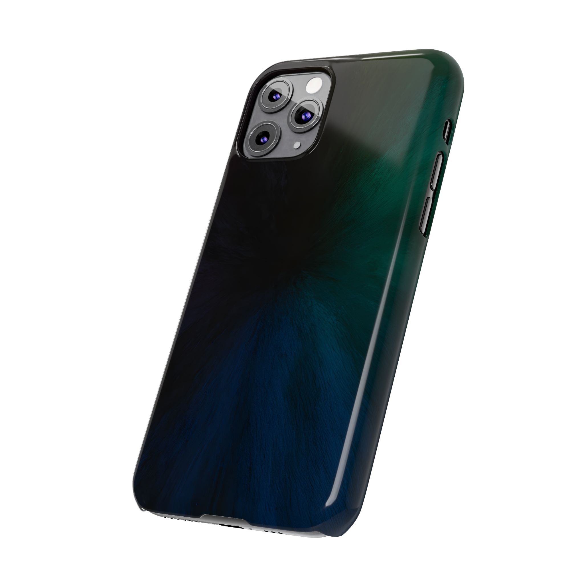 Slim Phone Case — Deep Emerald & Navy Abstract Swirl