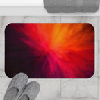Fiery Nebula Bath Mat — Vibrant Red Orange Abstract Bathroom Rug