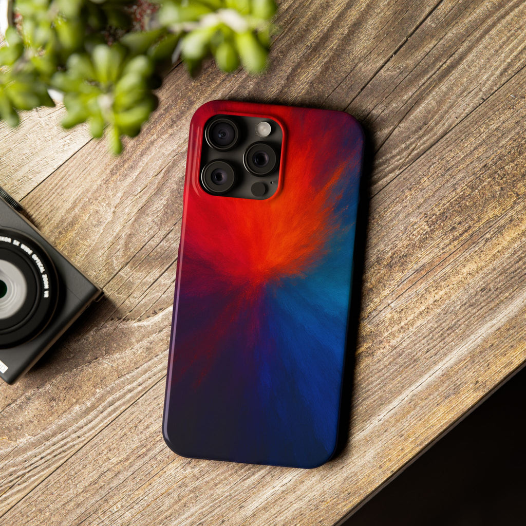 Slim Phone Case — Vivid Red & Blue Nebula Abstract Phone Cover