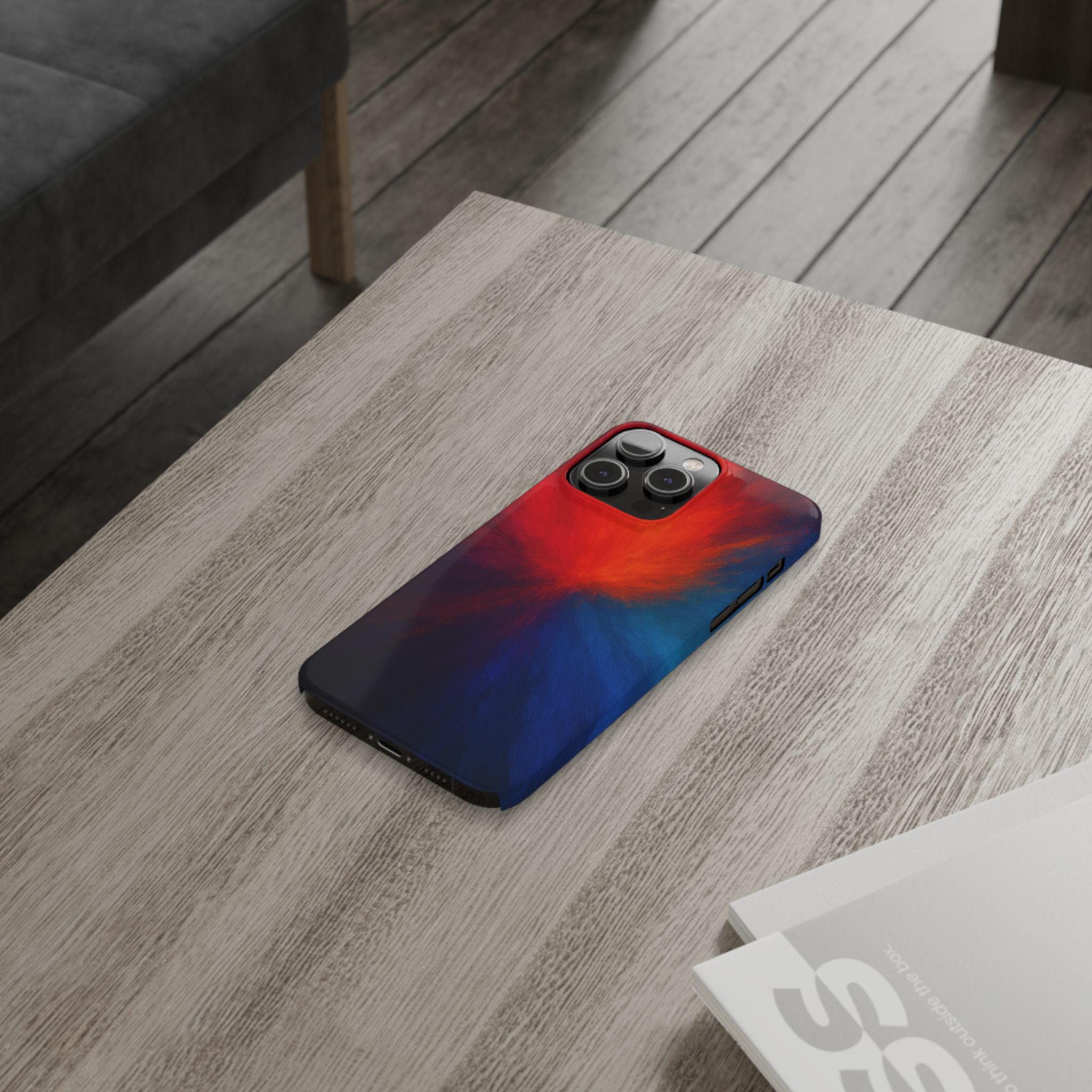 Slim Phone Case — Vivid Red & Blue Nebula Abstract Phone Cover