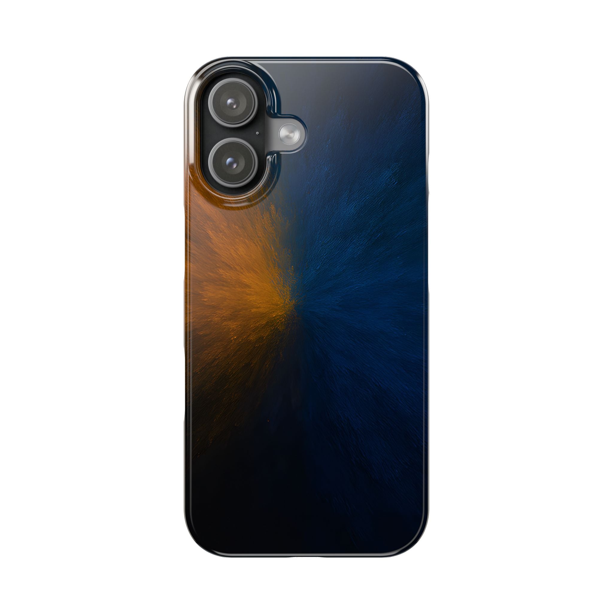 Slim Phone Case — Dark Blue & Amber Abstract Burst Protective Cover