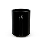 Black Ceramic Mug — Deep Maroon Starburst Design (11oz & 15oz)
