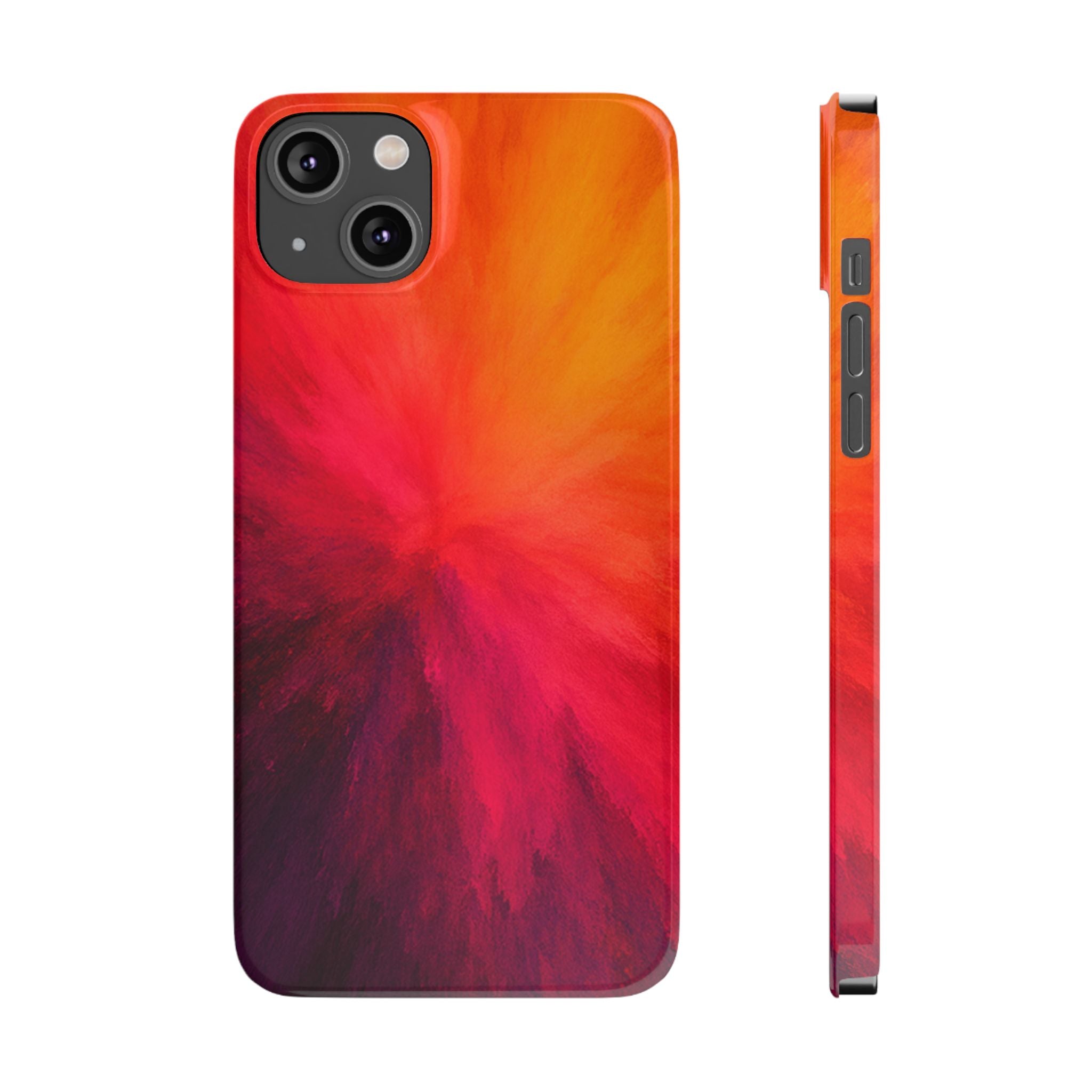 Slim Phone Case — Vibrant Sunset Abstract Red Orange Swirl