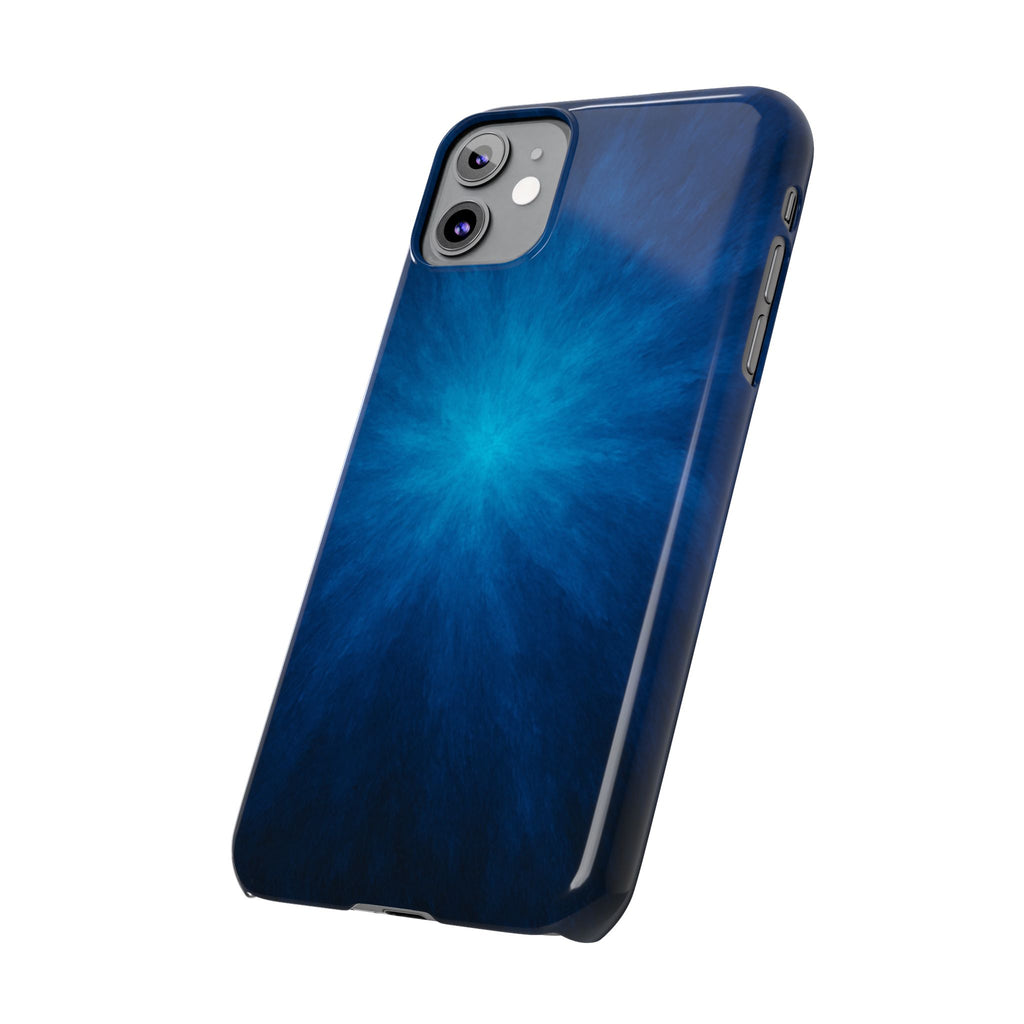 Blue Nebula Slim Phone Case — Abstract Starburst Galaxy Design