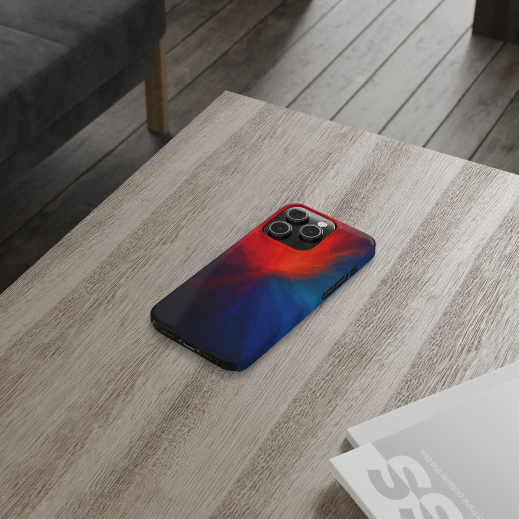 Slim Phone Case — Vivid Red & Blue Nebula Abstract Phone Cover