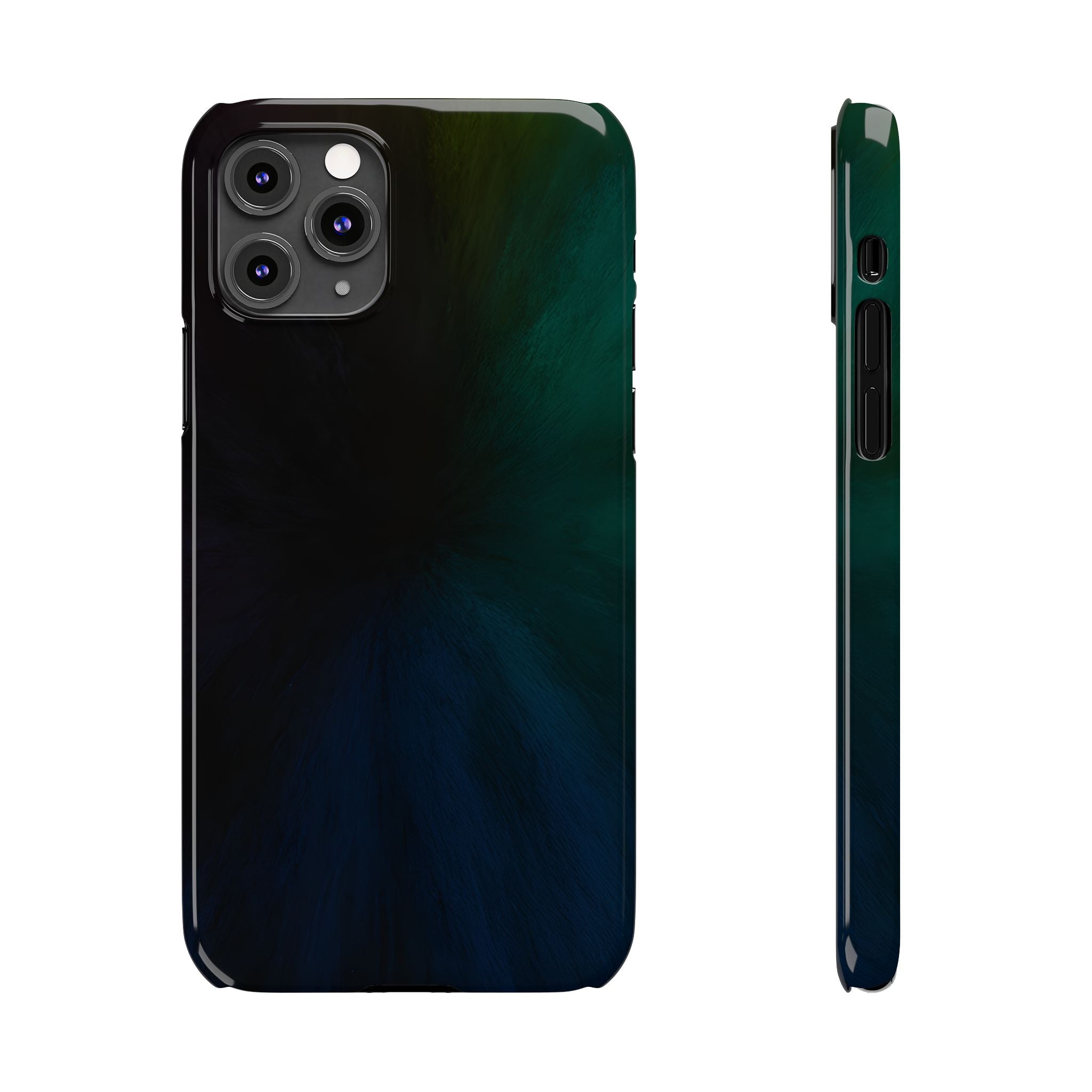 Slim Phone Case — Deep Emerald & Navy Abstract Swirl