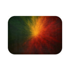 Abstract Sunset Burst Bath Mat — Colorful Red Orange Yellow Green Bathroom Rug