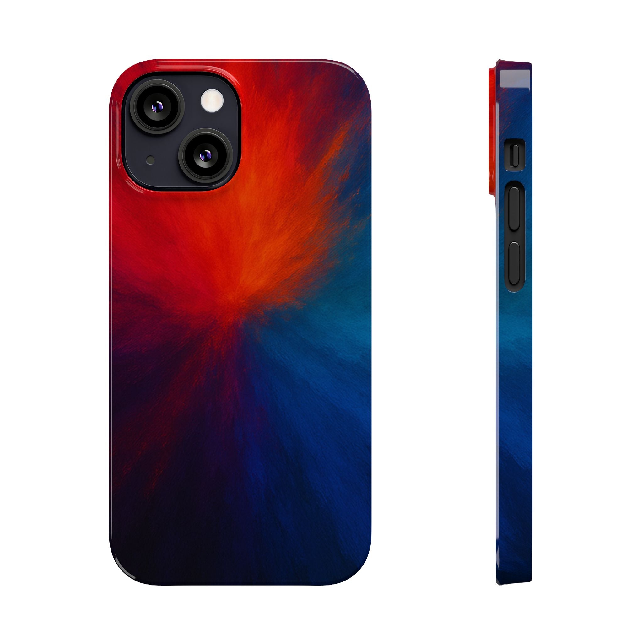 Slim Phone Case — Vivid Red & Blue Nebula Abstract Phone Cover