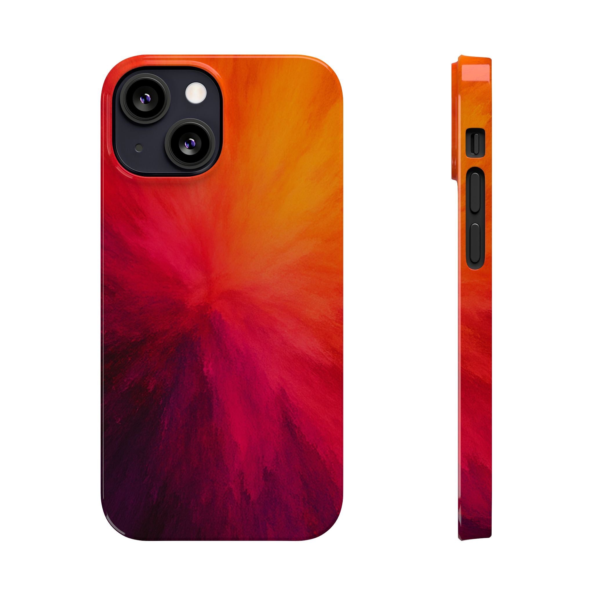 Slim Phone Case — Vibrant Sunset Abstract Red Orange Swirl