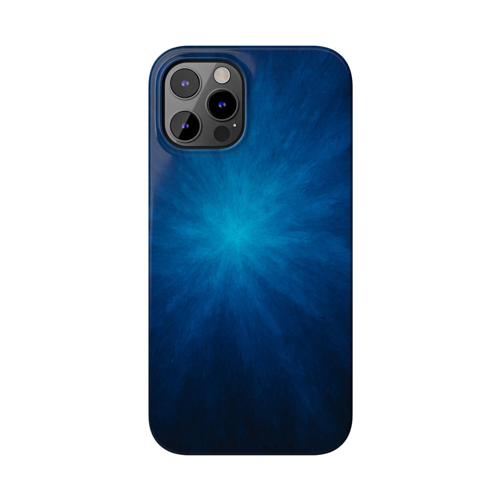 Blue Nebula Slim Phone Case — Abstract Starburst Galaxy Design