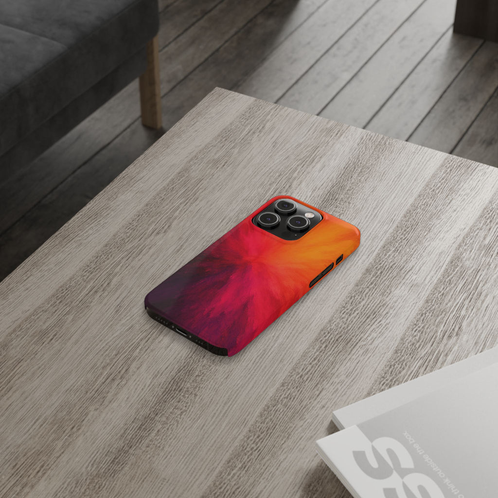 Slim Phone Case — Vibrant Sunset Abstract Red Orange Swirl