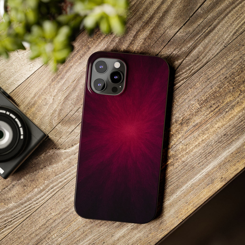 Burgundy Nebula Slim Phone Case — Deep Red Galaxy Design