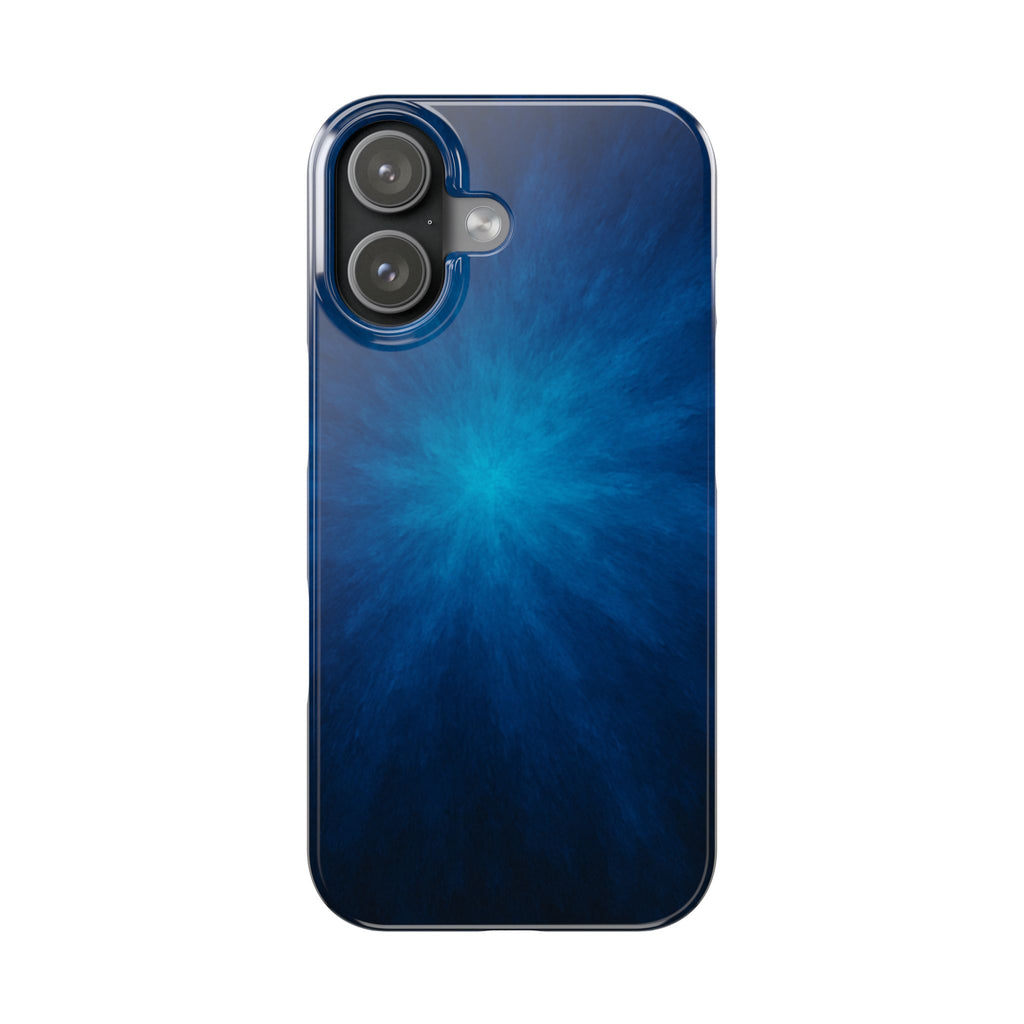 Blue Nebula Slim Phone Case — Abstract Starburst Galaxy Design