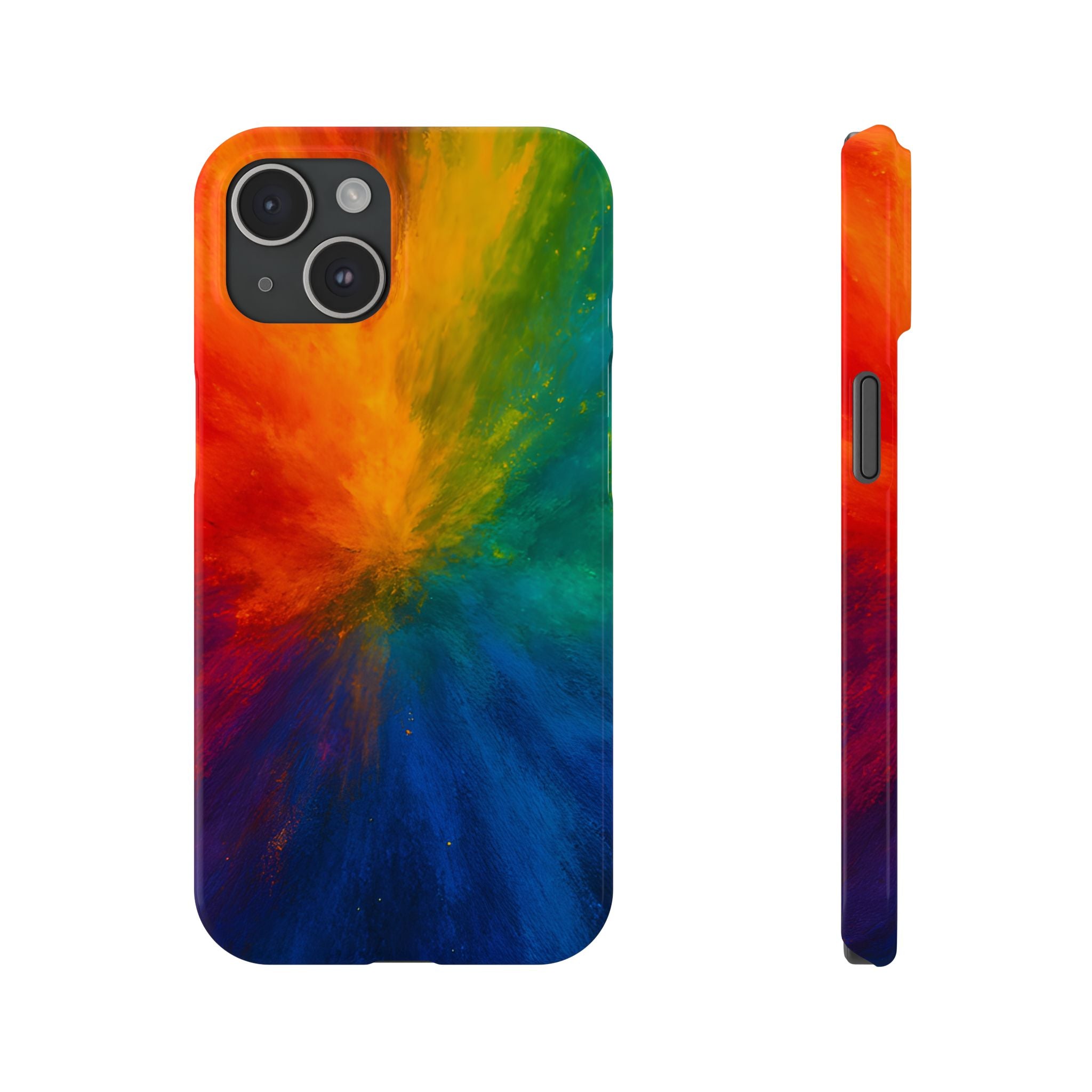 Slim Phone Case — Vibrant Rainbow Explosion Abstract Art