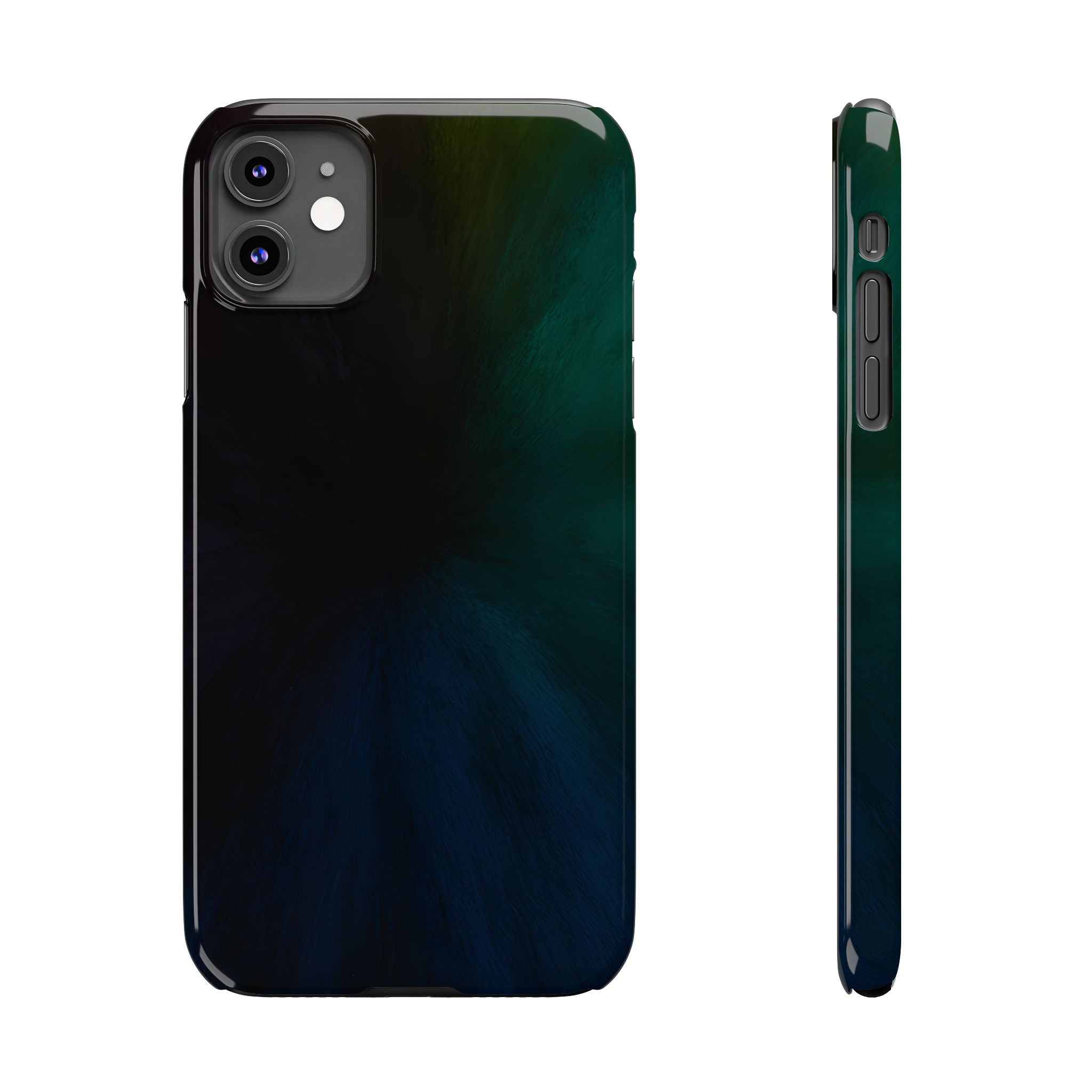 Slim Phone Case — Deep Emerald & Navy Abstract Swirl