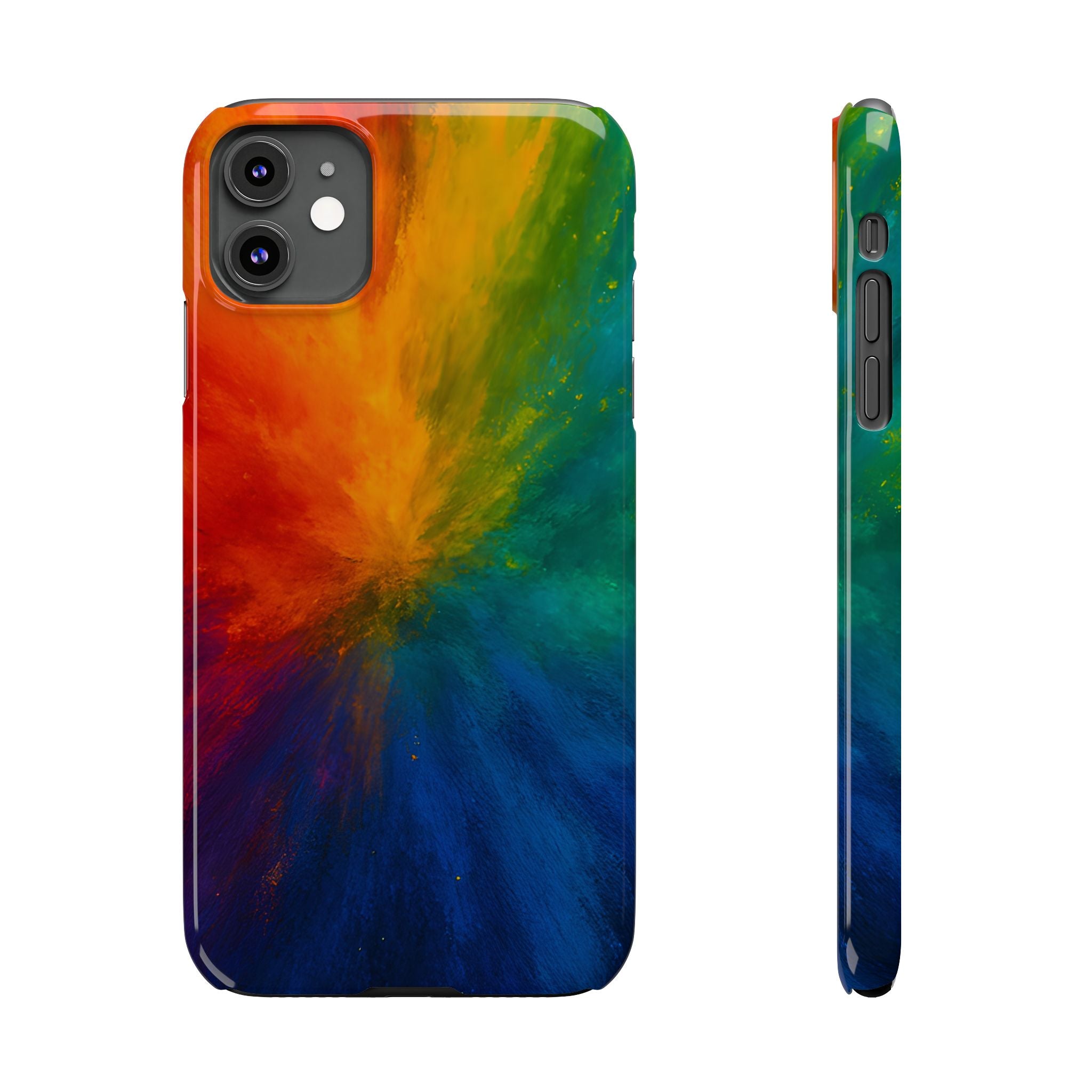 Slim Phone Case — Vibrant Rainbow Explosion Abstract Art