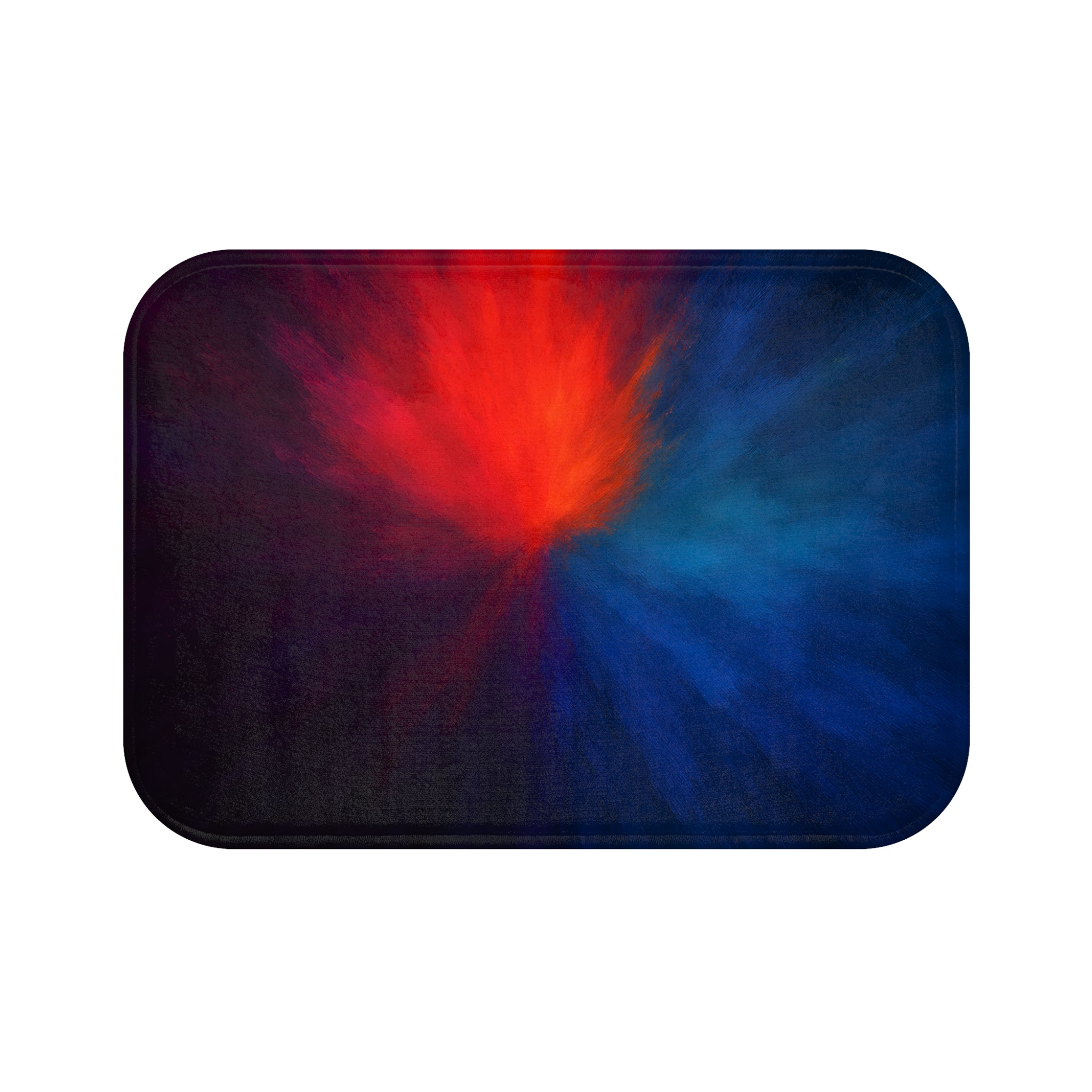 Abstract Red & Blue Burst Bath Mat — Soft Anti-Slip Bathroom Rug