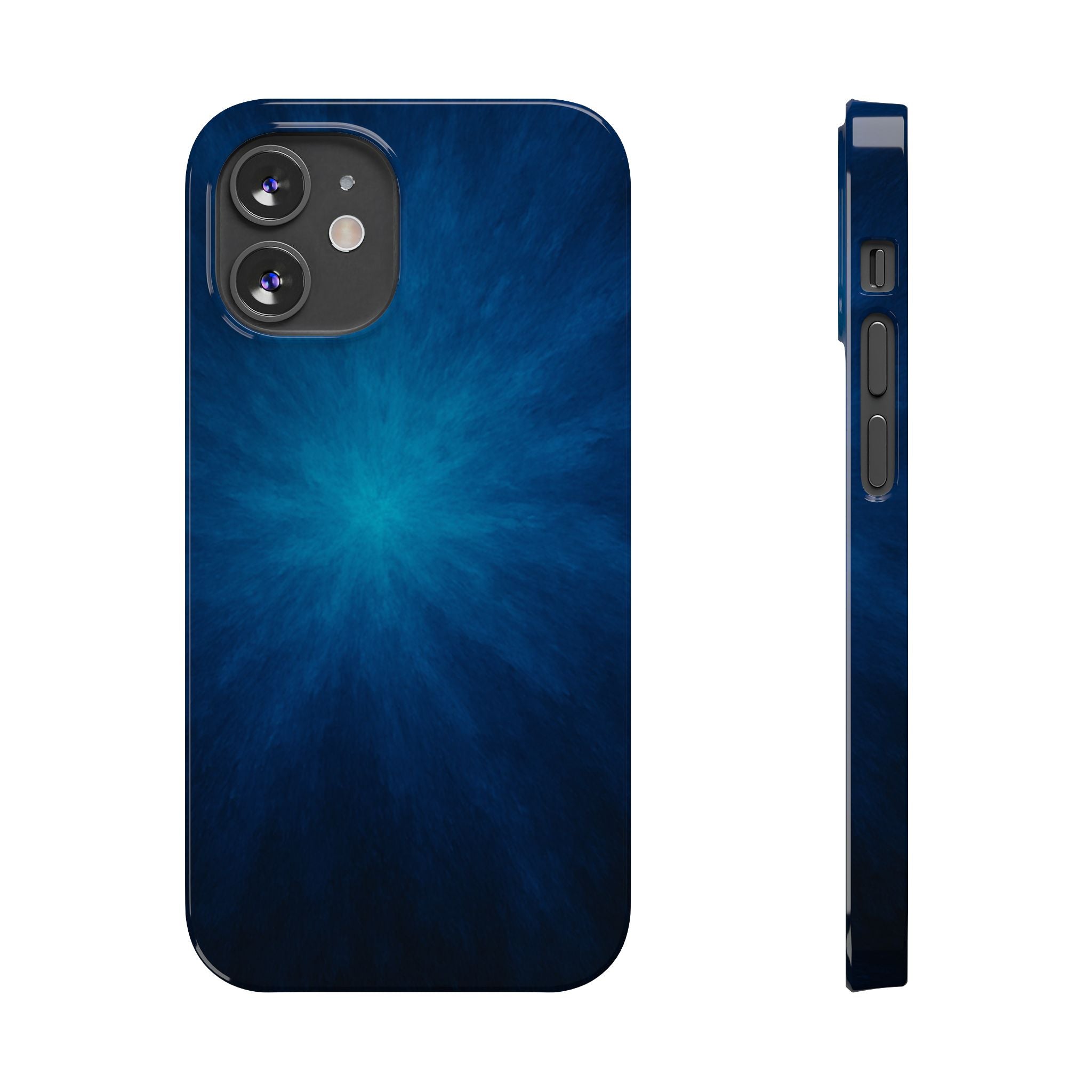 Blue Nebula Slim Phone Case — Abstract Starburst Galaxy Design