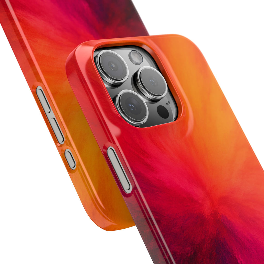 Slim Phone Case — Vibrant Sunset Abstract Red Orange Swirl
