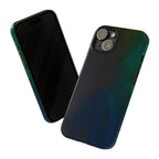 Slim Phone Case — Deep Emerald & Navy Abstract Swirl