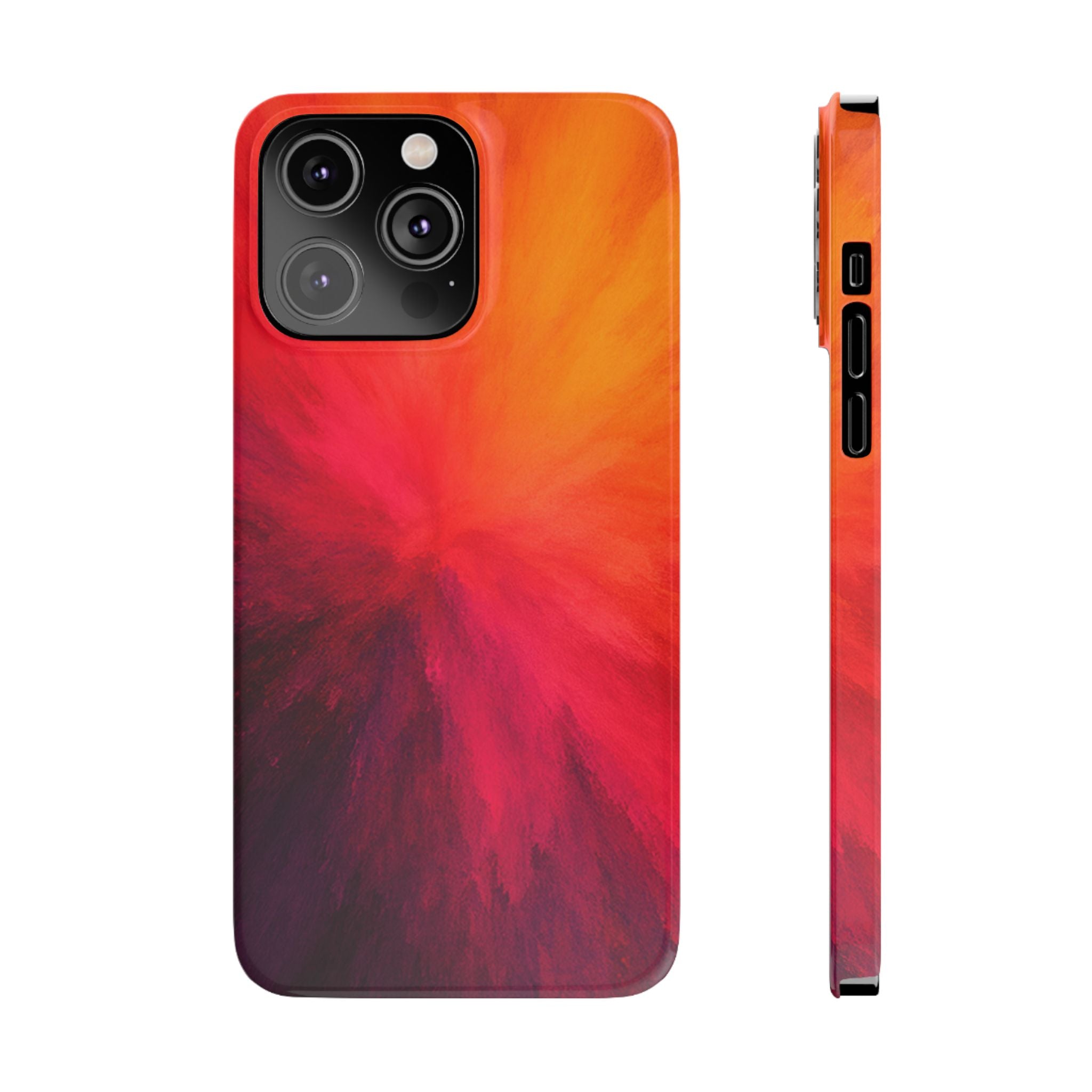 Slim Phone Case — Vibrant Sunset Abstract Red Orange Swirl