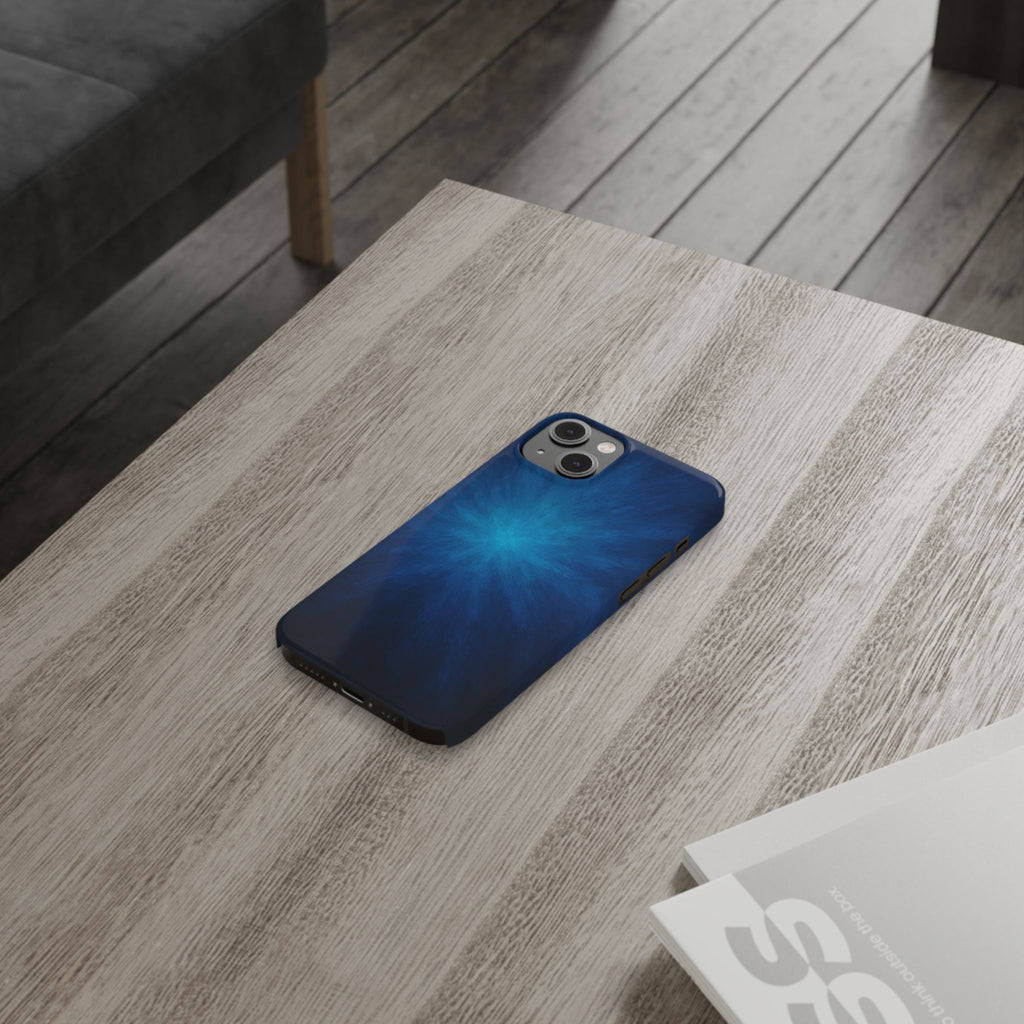 Blue Nebula Slim Phone Case — Abstract Starburst Galaxy Design